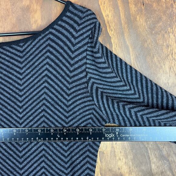 Kerisma Womens Sweater Black Gray Stripe Cashmere Blend Crew Neck Medium - Picture 8 of 13